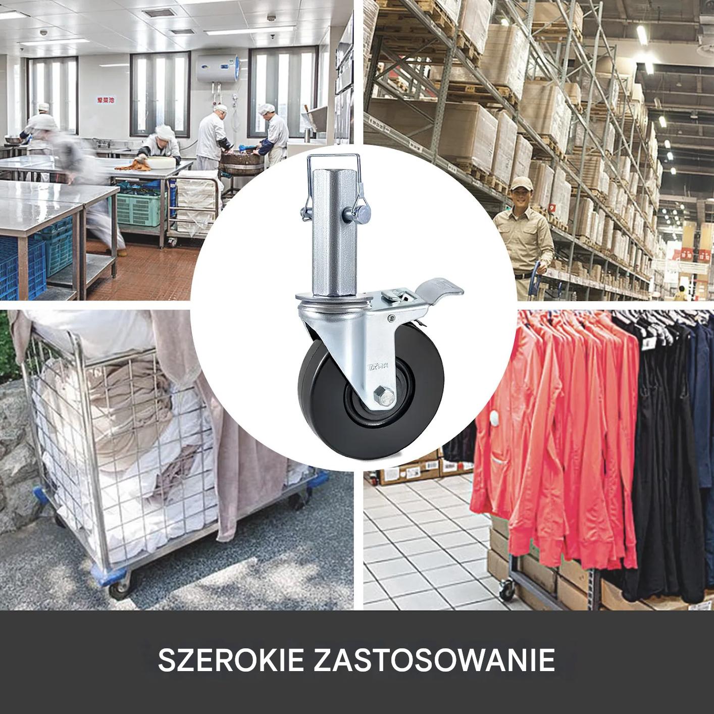 Koło jezdne 12,7cm 4szt 200kg stemień 32mm do rusztowania bloczek gumowe - obrazek 7