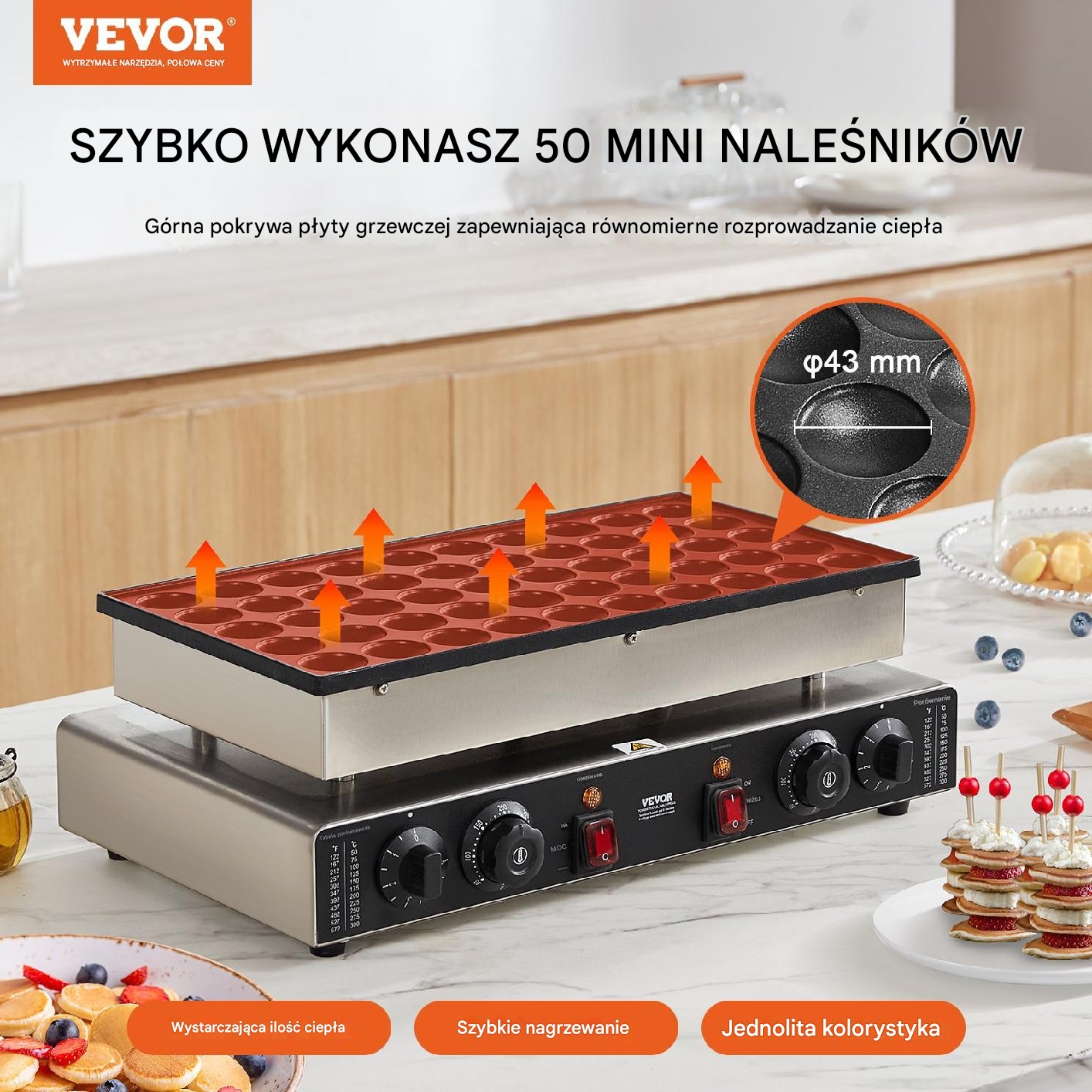 Gofrownica do Poffertjes holenderskich naleśników naleśnikarka 50 szt 1700W - obrazek 5