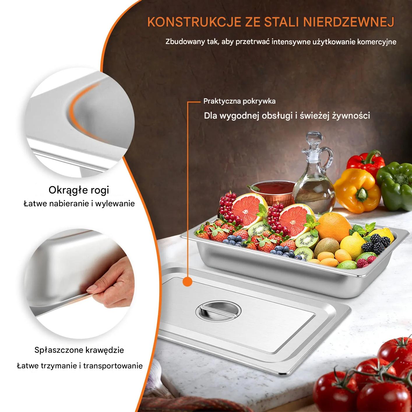 Pojemnik gastronomiczny GN 1/1 13L stalowy 4 szt do cateringu - obrazek 4