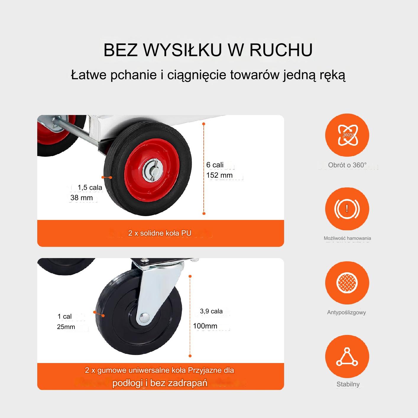 Wózek transportowy magazynowy składany aluminiowy 181 kg - obrazek 3