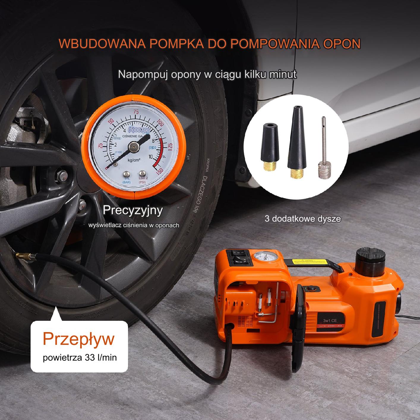 Podnośnik samochodowy elektryczny hydrauliczny 5 t 12 V pompka zestaw mocny - obrazek 4