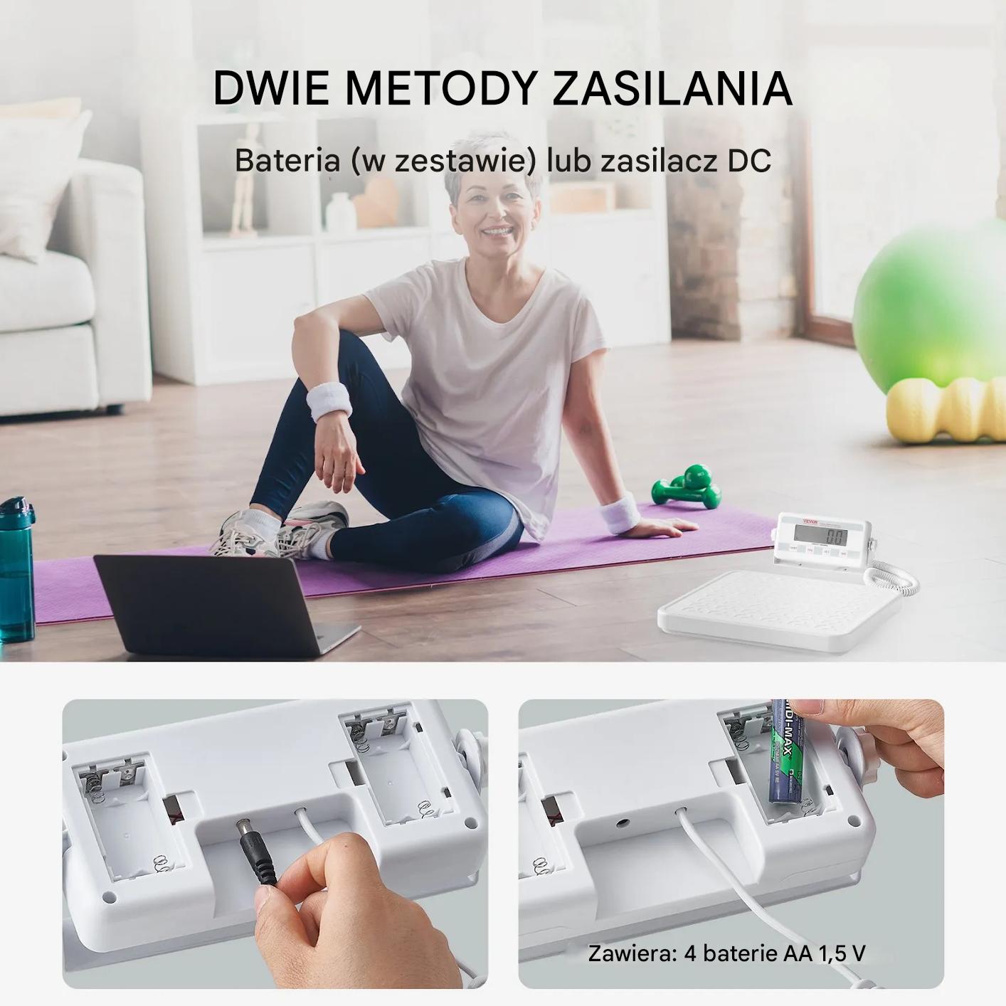 Waga medyczna cyfrowa 200kg antypoślizgowa hold/tare do gabinetu - obrazek 3