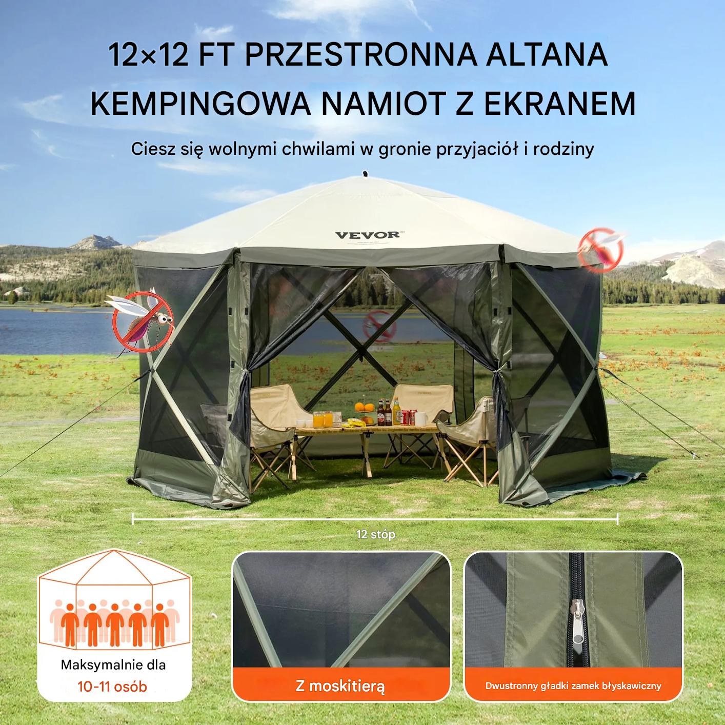Namiot pawilon ogrodowy imprezowy altana z moskitierą zielony 3,6m2 - obrazek 7