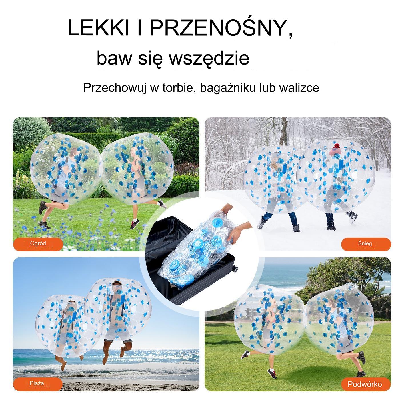 Nadmuchiwana piłka do odbijania się 150cm transparentna w niebieskie kropki - obrazek 6