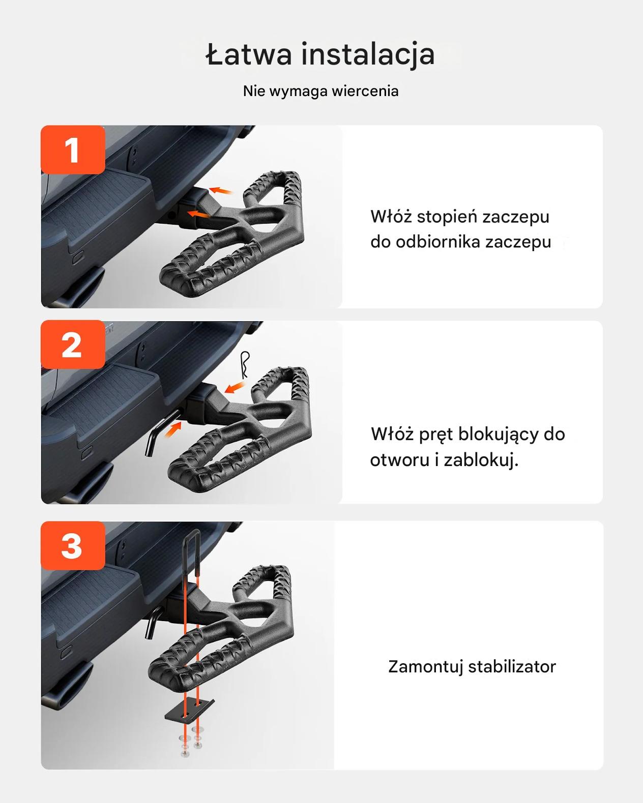 Stopień haka holowniczego 50 mm cale antypoślizgowy 159 kg do SUV - obrazek 7