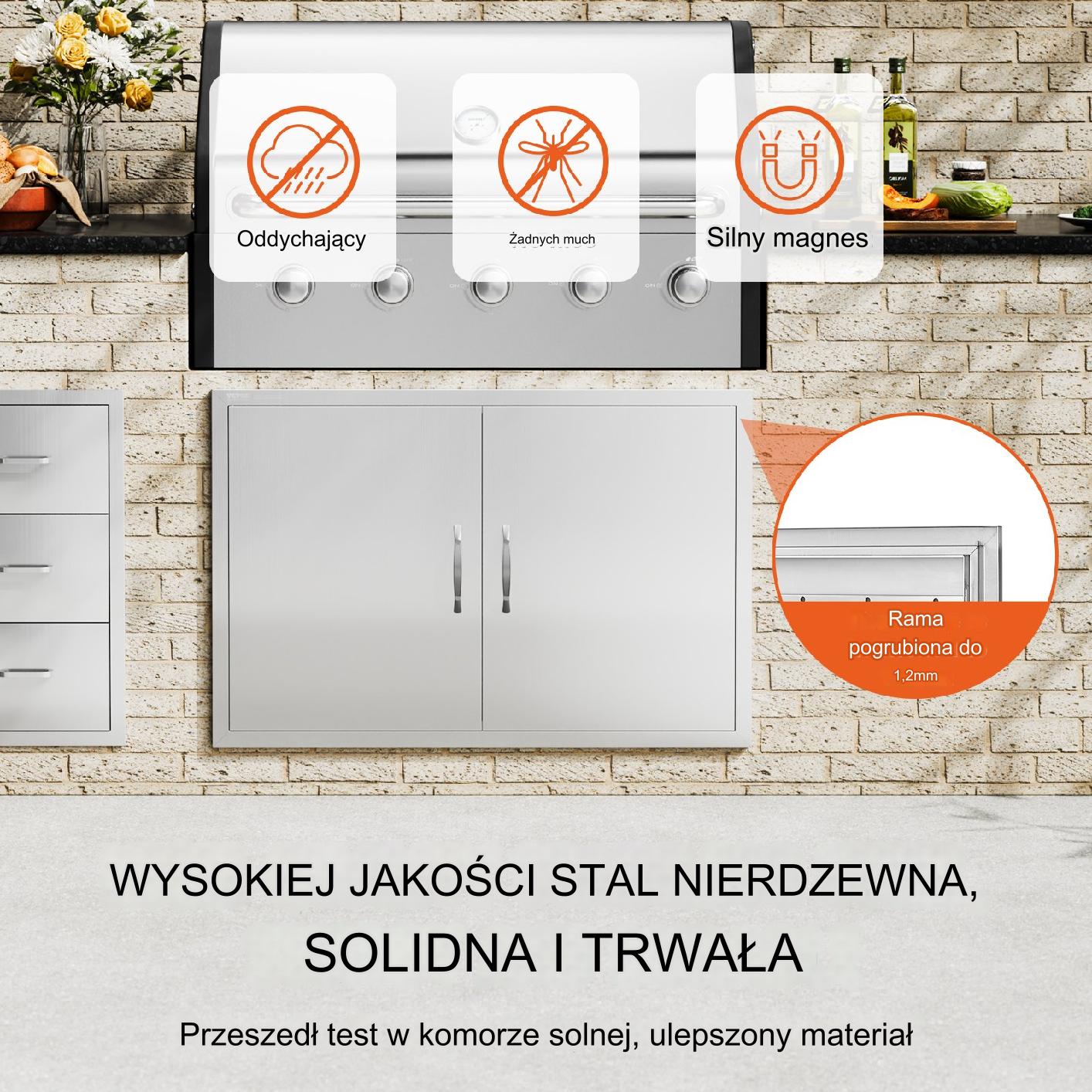 Drzwiczki do wyspy grillowej 99x66 cm stal nierdzewna na zewnątrz - obrazek 6