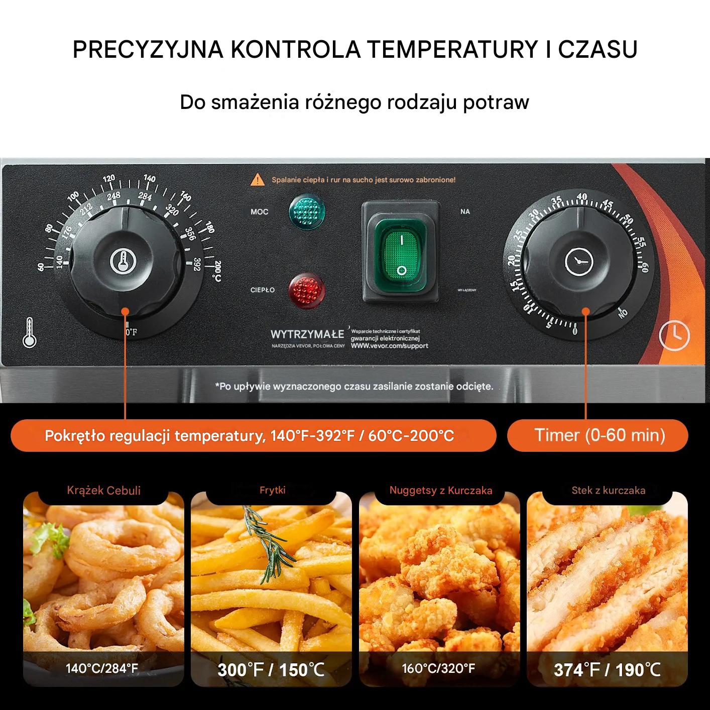 Frytkownica elektryczna gastronomiczna 3000W 11L stalowa z koszem - obrazek 5