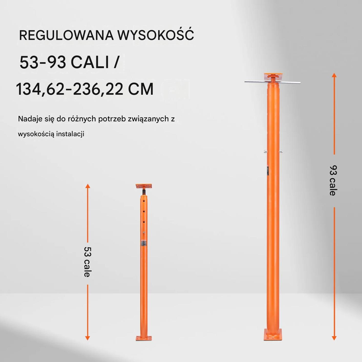 Podpora stropowa regulowana 8164 kg 135-236cm stalowa do poziomowania - obrazek 4