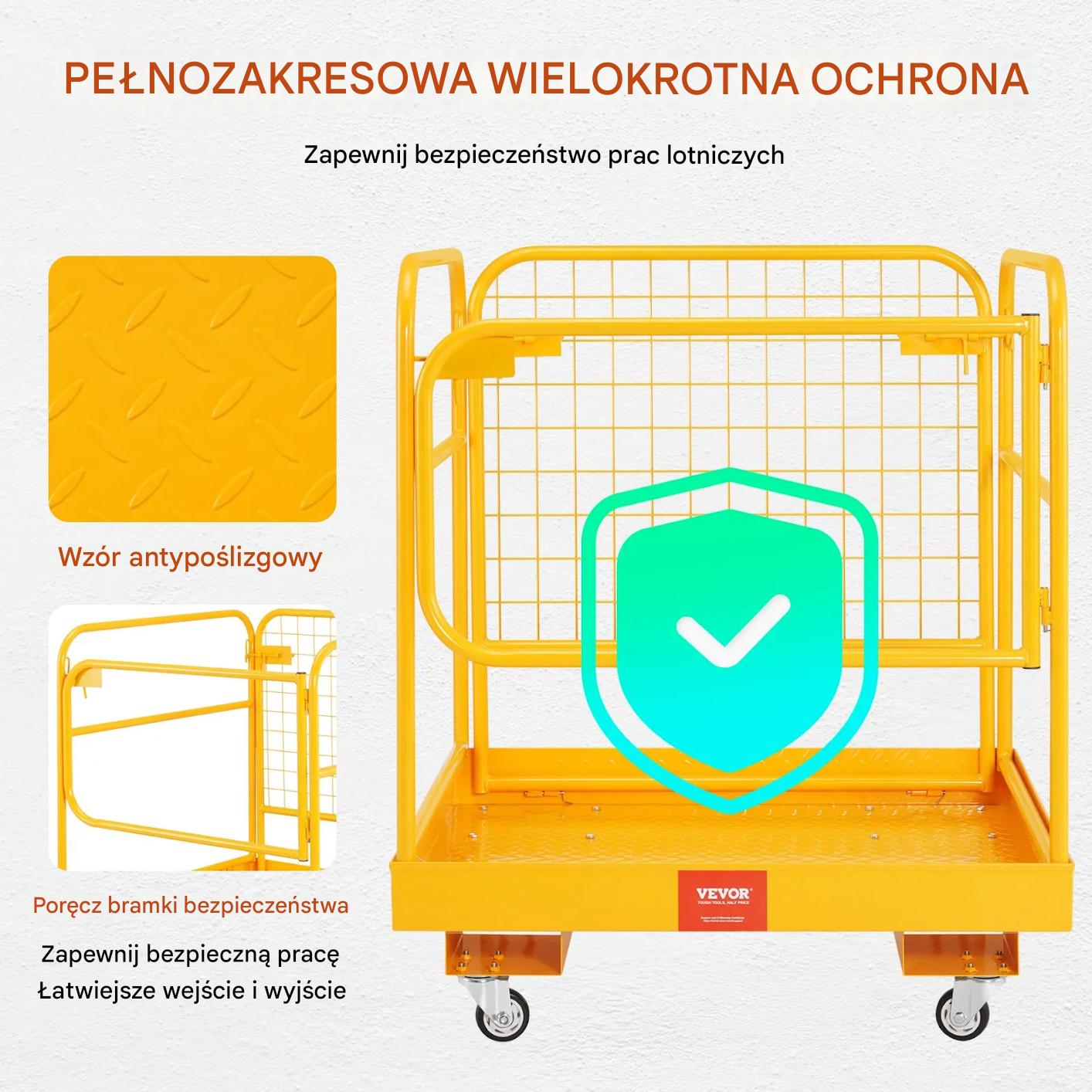 Klatka robocza do wózka widłowego 544kg składana 91×91cm prace na wysokości - obrazek 5