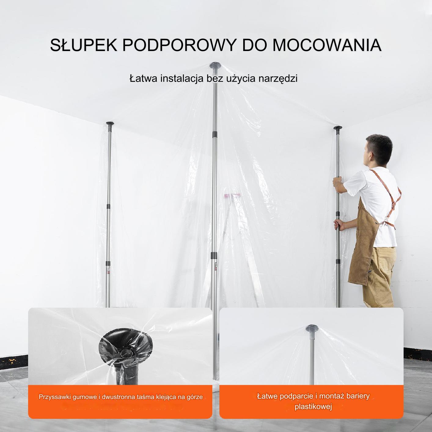 Bariera przeciwpylna 4 słupki teleskopowe, wys. do 3,65m, folia 10x4m - obrazek 7