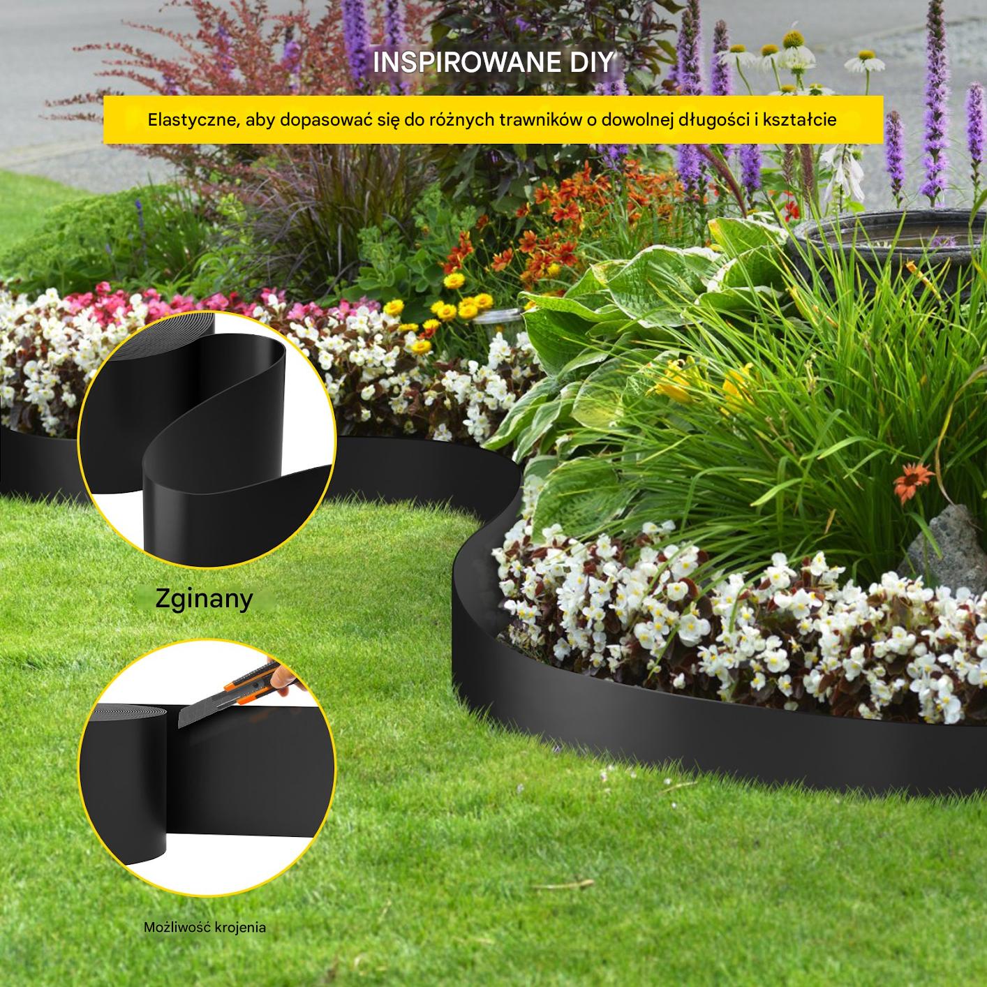Obrzeże Ogrodowe Trawnikowe Elastyczne Plastikowe Czarne 25 cm x 12,2 m - obrazek 6