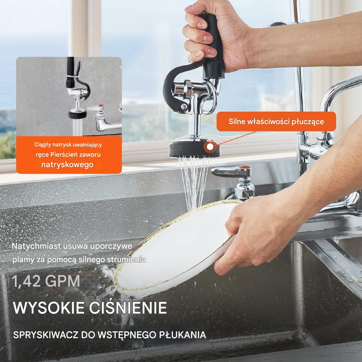 Komercyjna Bateria z Wylewką i Spryskiwaczem Pre-Rinse 530 mm - obrazek 4