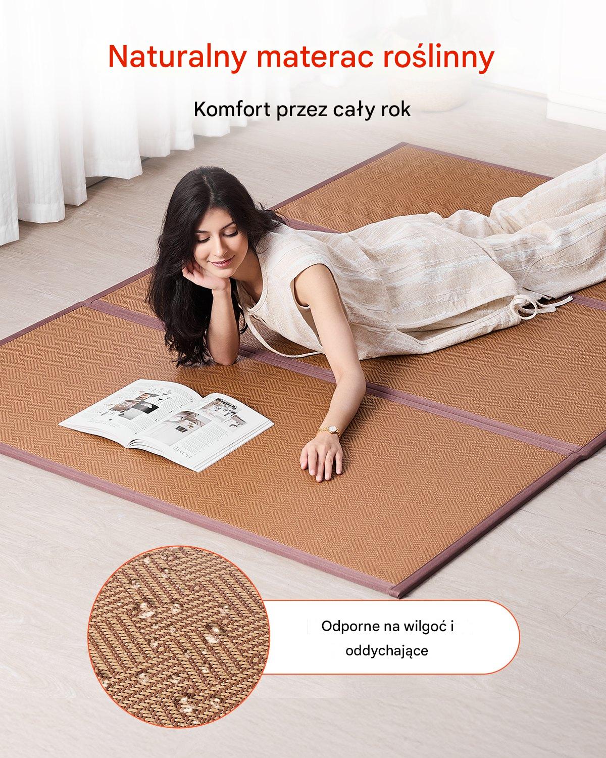 Materac Tatami Japoński Składany z Naturalnej Rattanu – 2032 x 1397 x 13 mm - obrazek 4