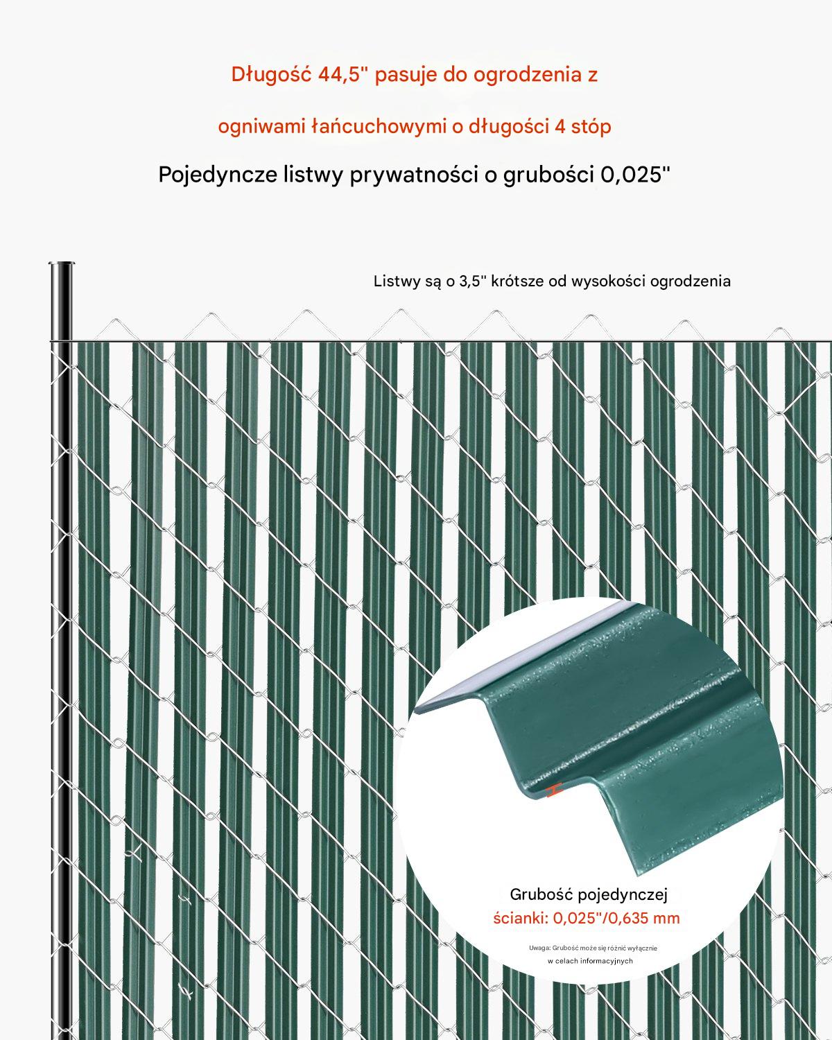 Listwy ogrodzeniowe pionowe osłona płot panel UV zielone 113 cm premium pro - obrazek 7