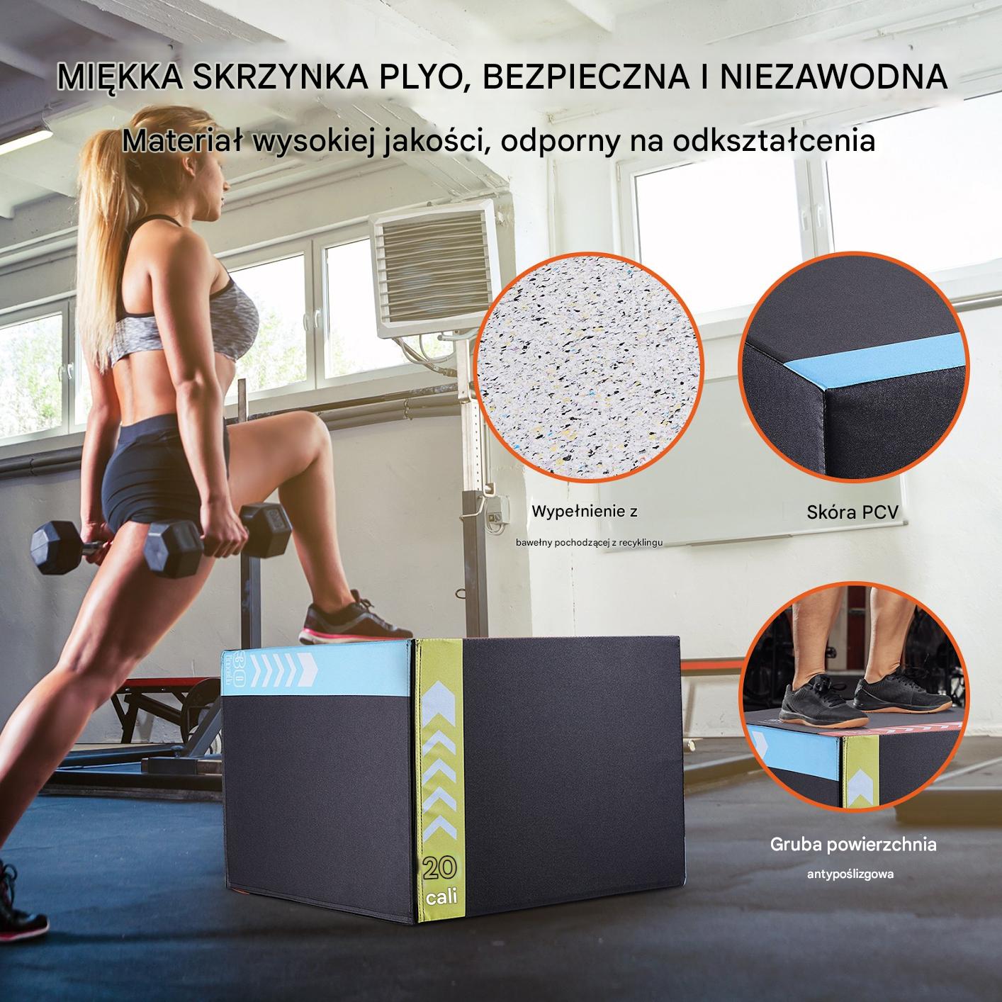 Skrzynia crossfit plyometryczna JUMP BOX 3w1 50 x 60 x 76 cm - obrazek 4