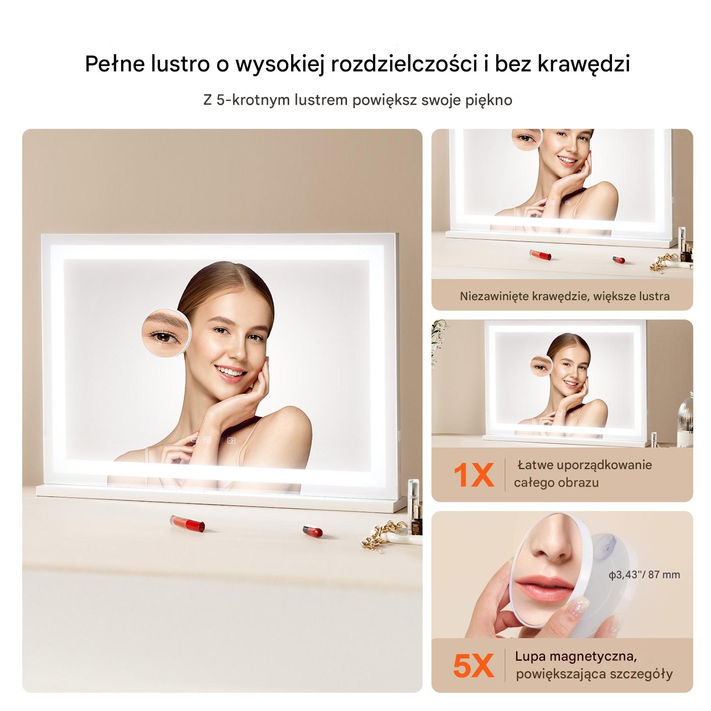 Lustro do Makijażu z Podświetleniem LED Bluetooth i USB - obrazek 6