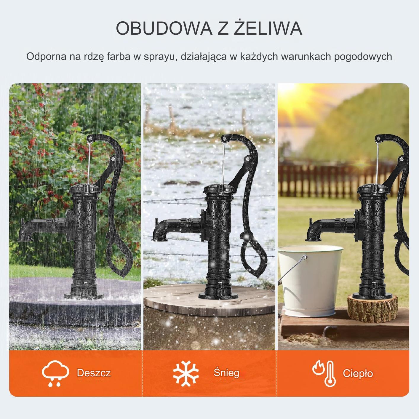Pompa ręczna ogrodowa żeliwna 65 cm - obrazek 4
