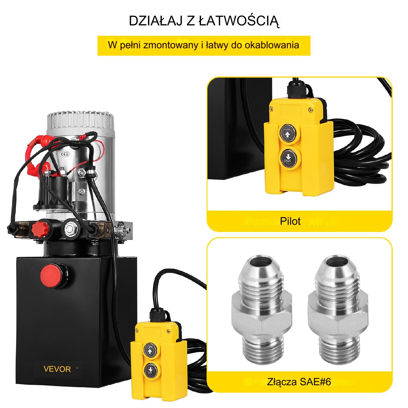 Pompa hydrauliczna 12V DC dwustronna 4L stalowa – do przyczep aut - obrazek 4