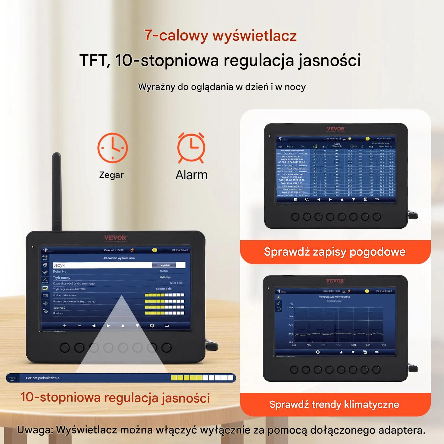 Stacja pogodowa WiFi 7w1 zewnętrzna czujnik bezprzewodowy do domu - obrazek 6