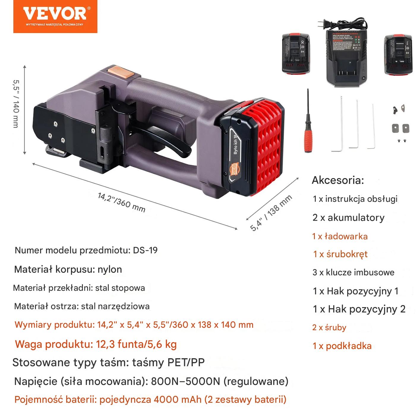 Zgrzewarka do taśm pakowych PP/PET akumulatorowa 10-19 mm, 5000N banowanie - obrazek 2