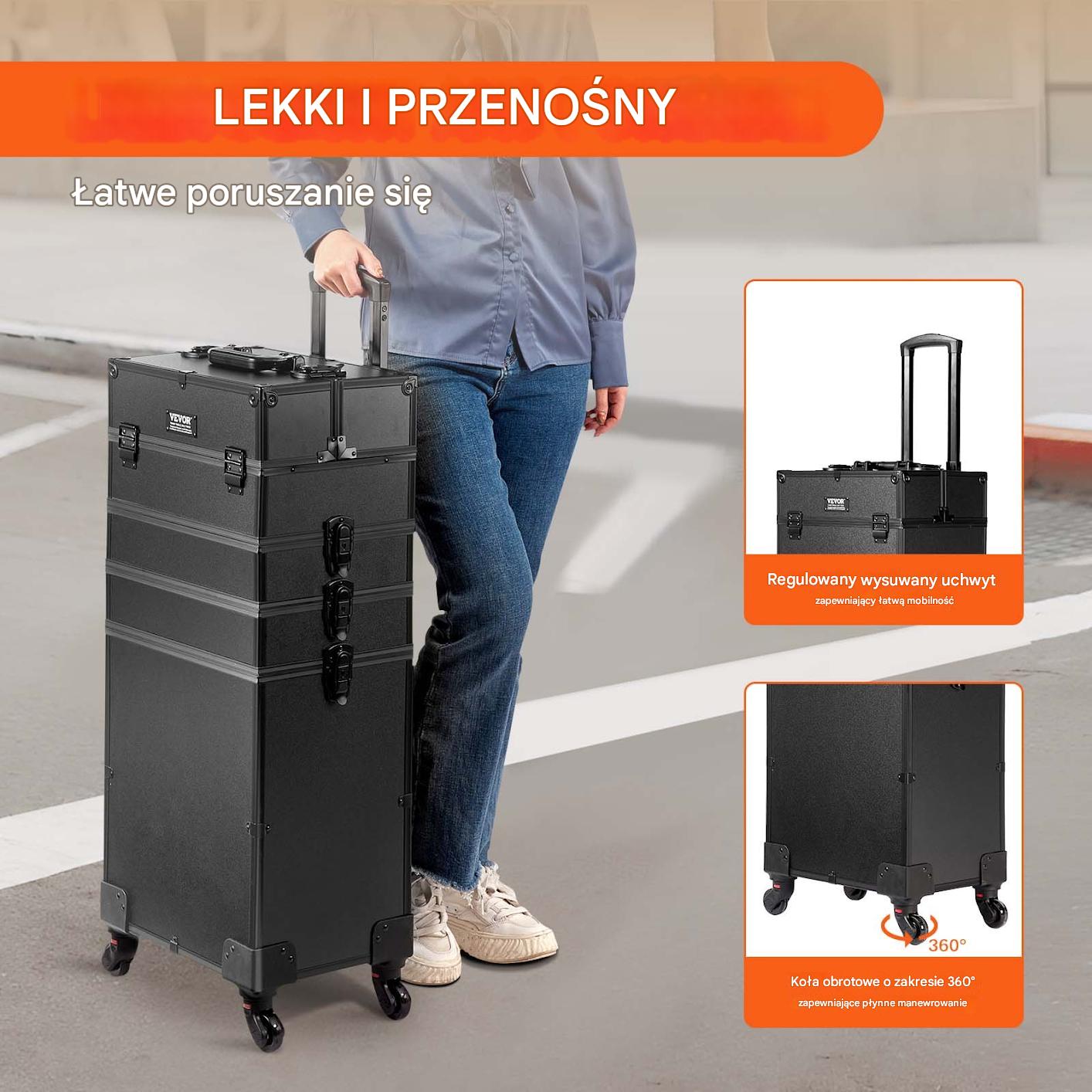 Profesjonalna Walizka Kosmetyczna 5w1 na Kółkach XXL - obrazek 3