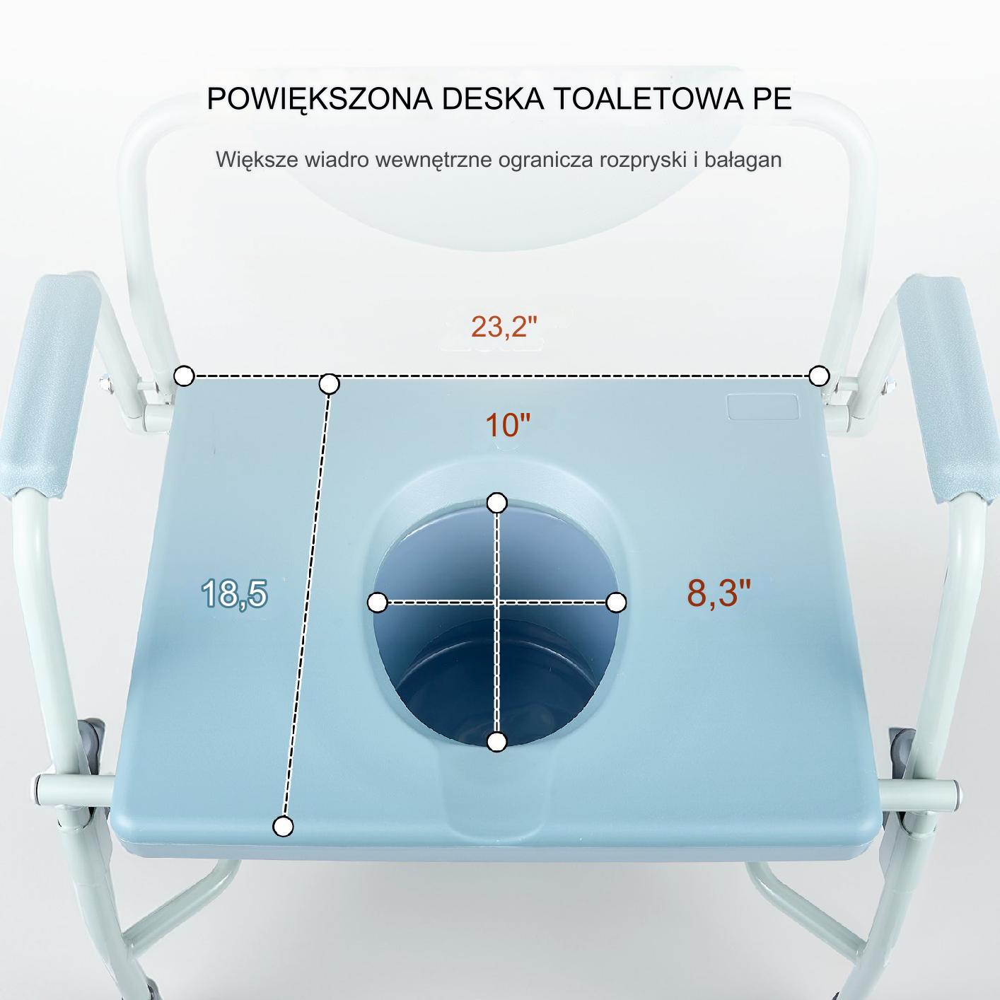 Krzesło toaletowe dla seniora przenośna toaleta wc sanitarne mocne - obrazek 2