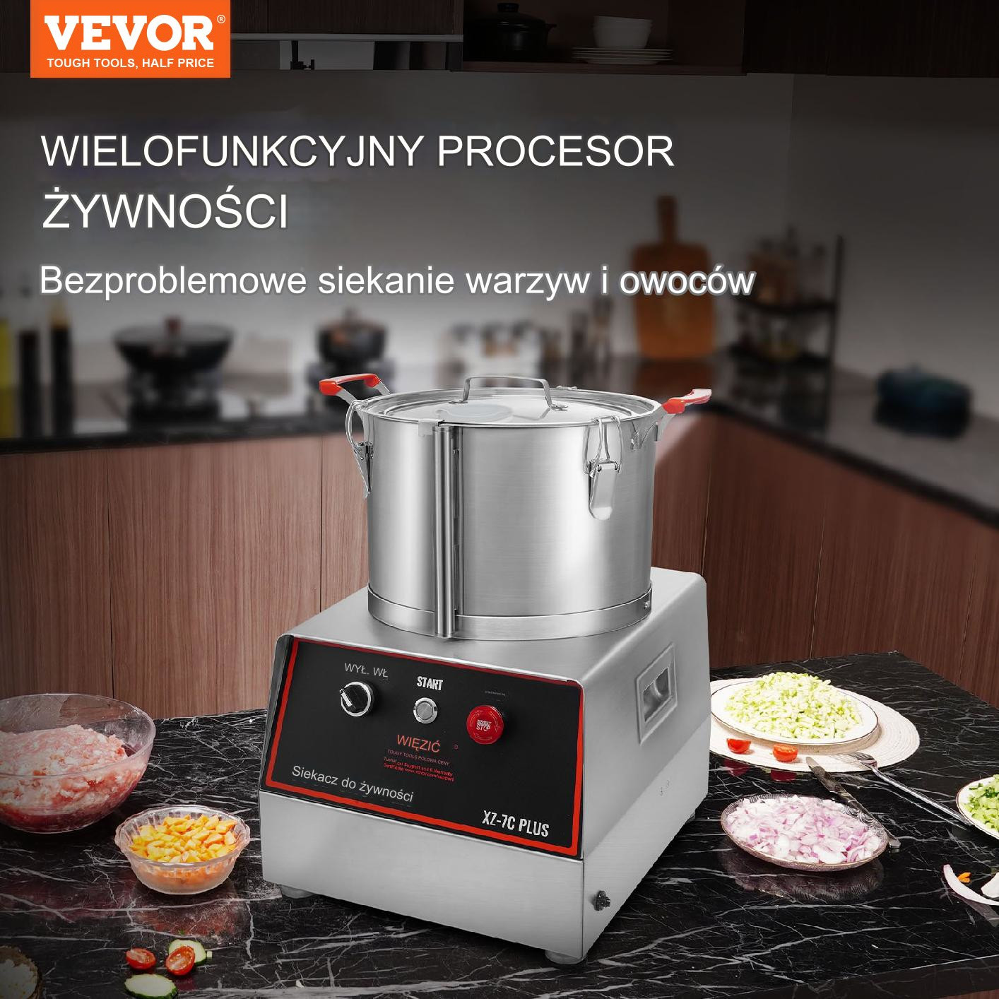 Cutter mikser szatkownica blender mikser gastronomiczny 750W 7,71L - obrazek 7