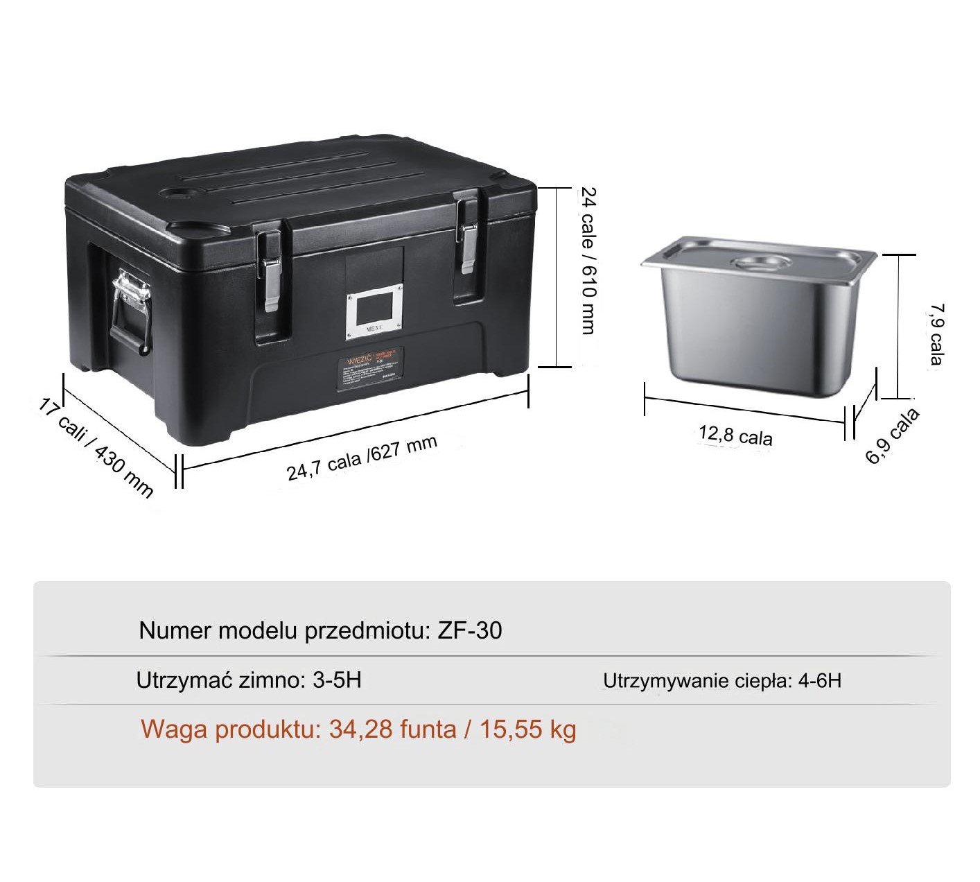 Pojemnik termiczny na żywność transporter cateringowy 30L - obrazek 2