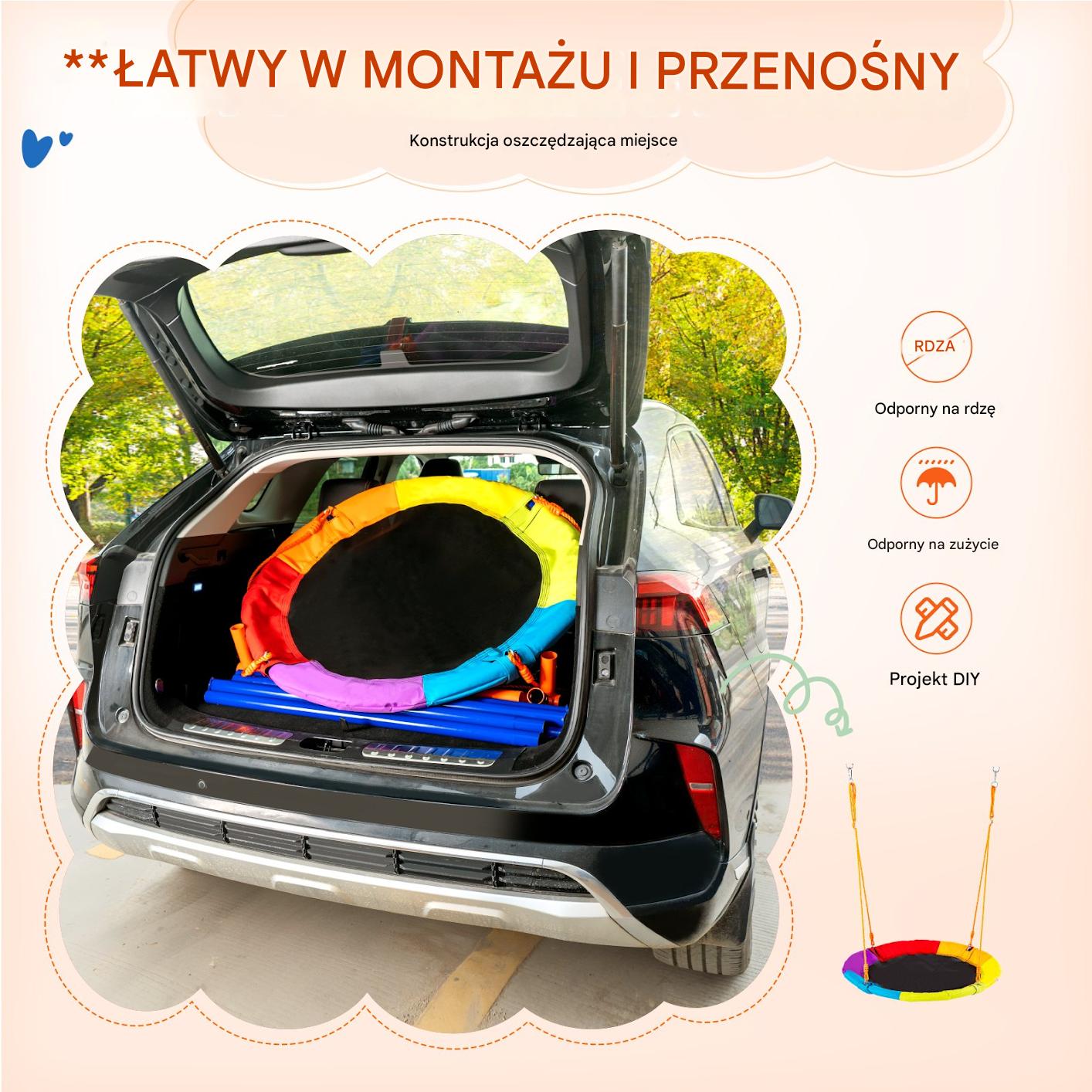 Huśtawka bocianie gniazdo ze stelażem dla dzieci - obrazek 5