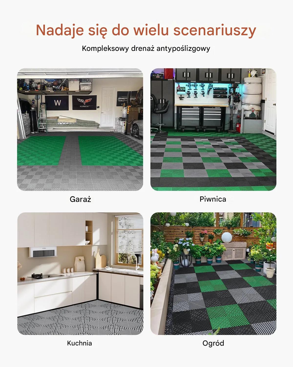 Mata drenażowa modułowa 31x31cm antypoślizgowa PP 55szt garaż ogród szara - obrazek 7