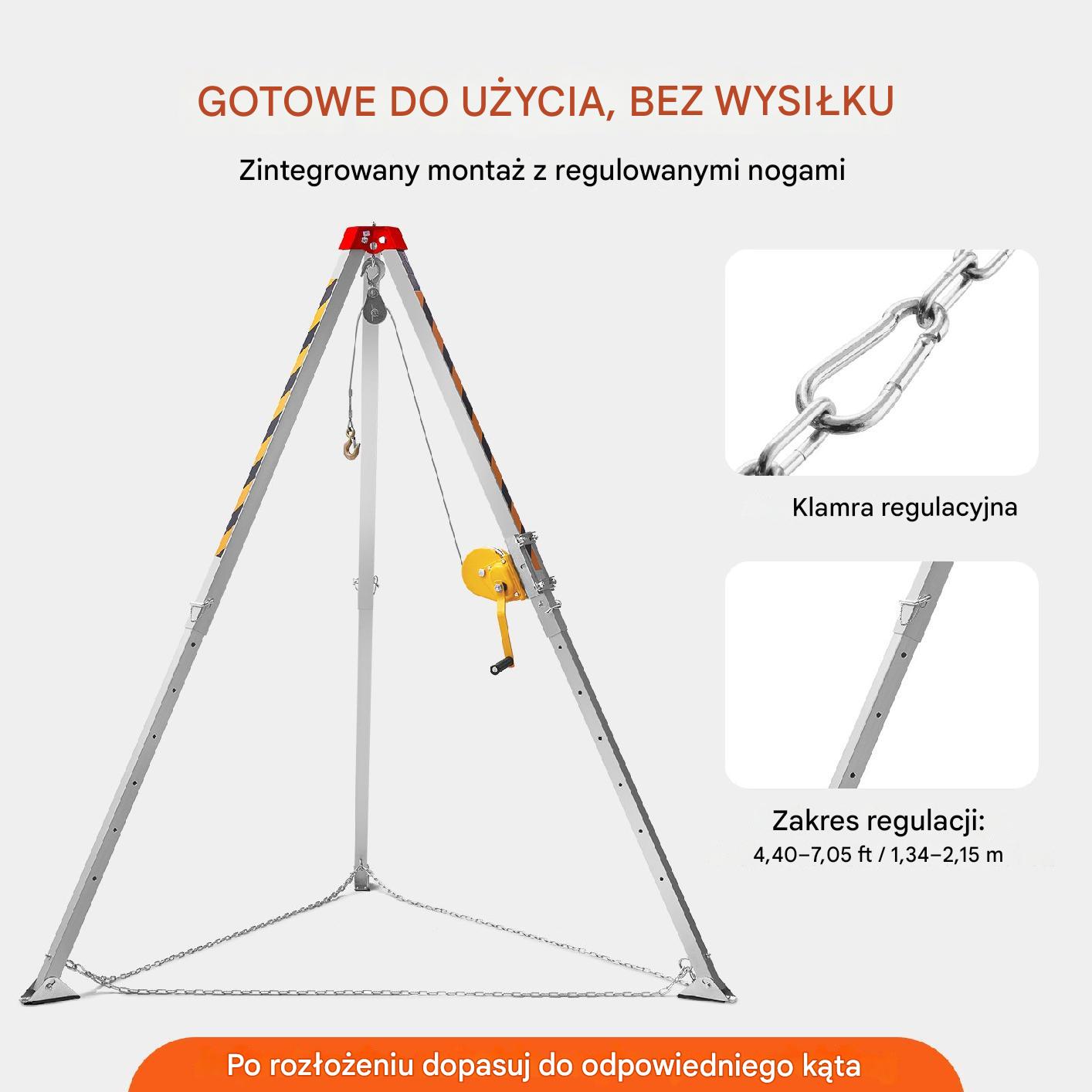 Trójnóg Statyw Ratowniczy z Wciągarką do Przestrzeni Zamkniętych 544 kg - obrazek 5