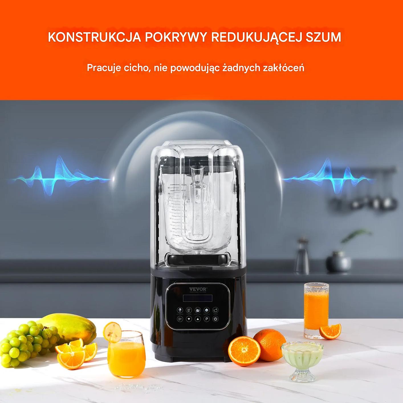 Blender gastronomiczny kielichowy 2l 9 biegów stalowy koktajle lód - obrazek 3