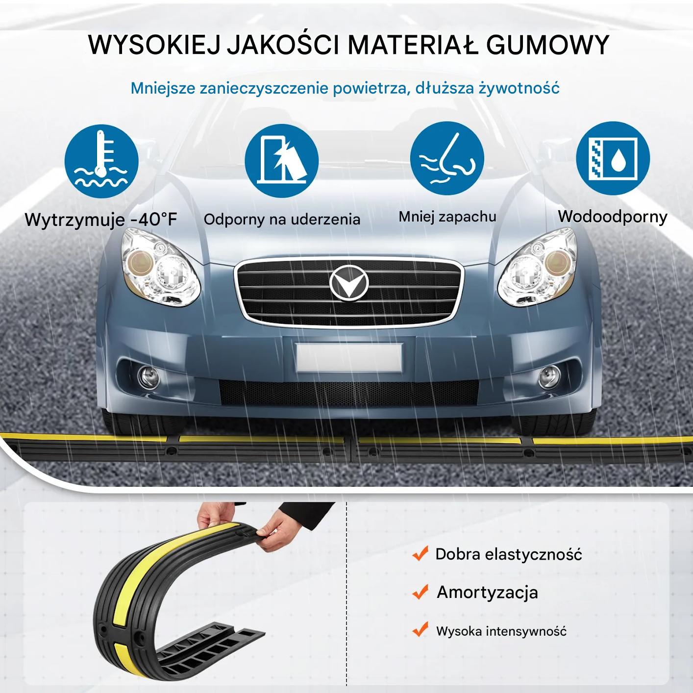 Listwa przejazdowa do kabli 100cm 4szt gumowa 8t ochrona przewody garaż - obrazek 6