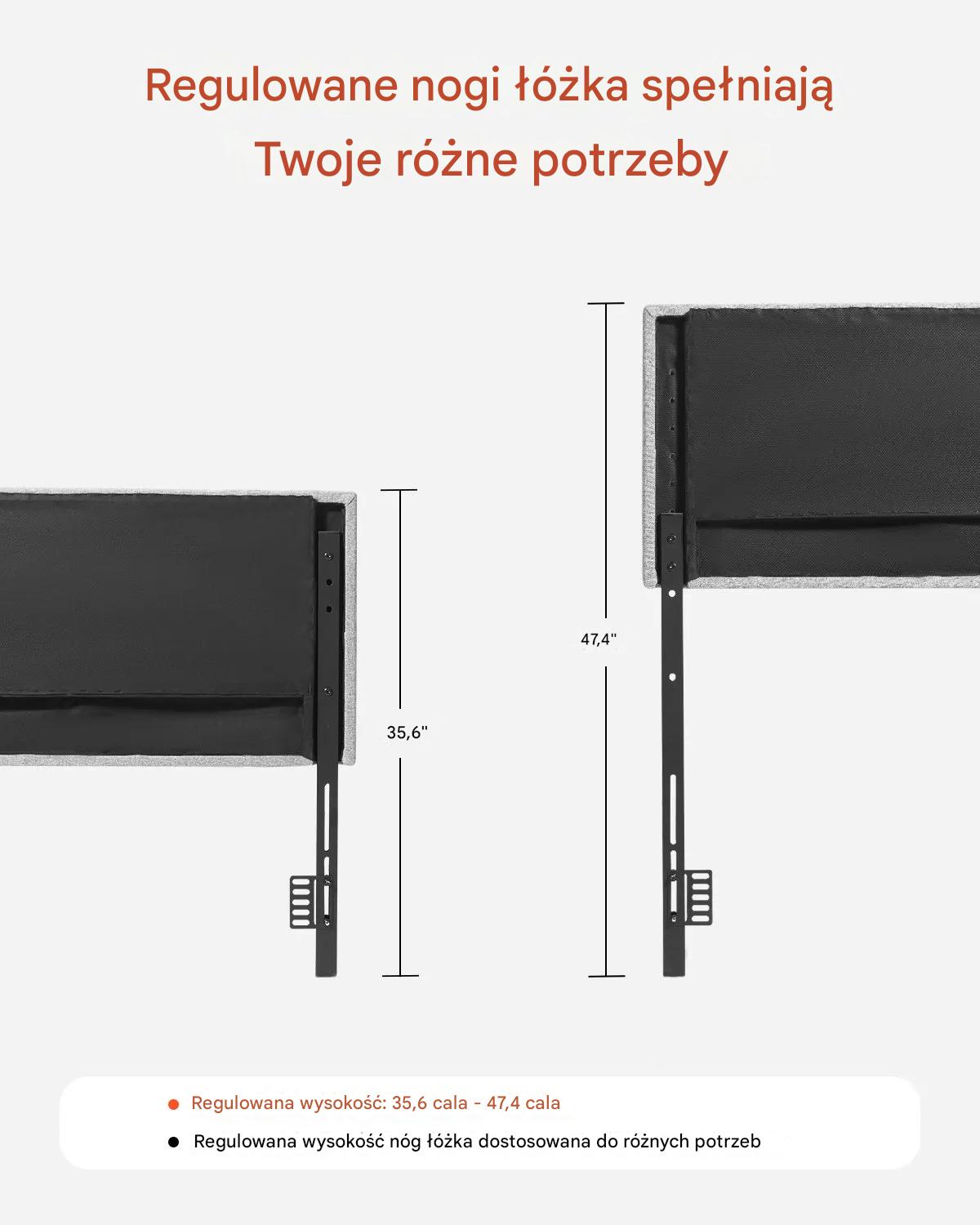 Tapicerowany zagłówek łóżka wezgłowie 120,5x143cm full regulowany sypialnia - obrazek 5