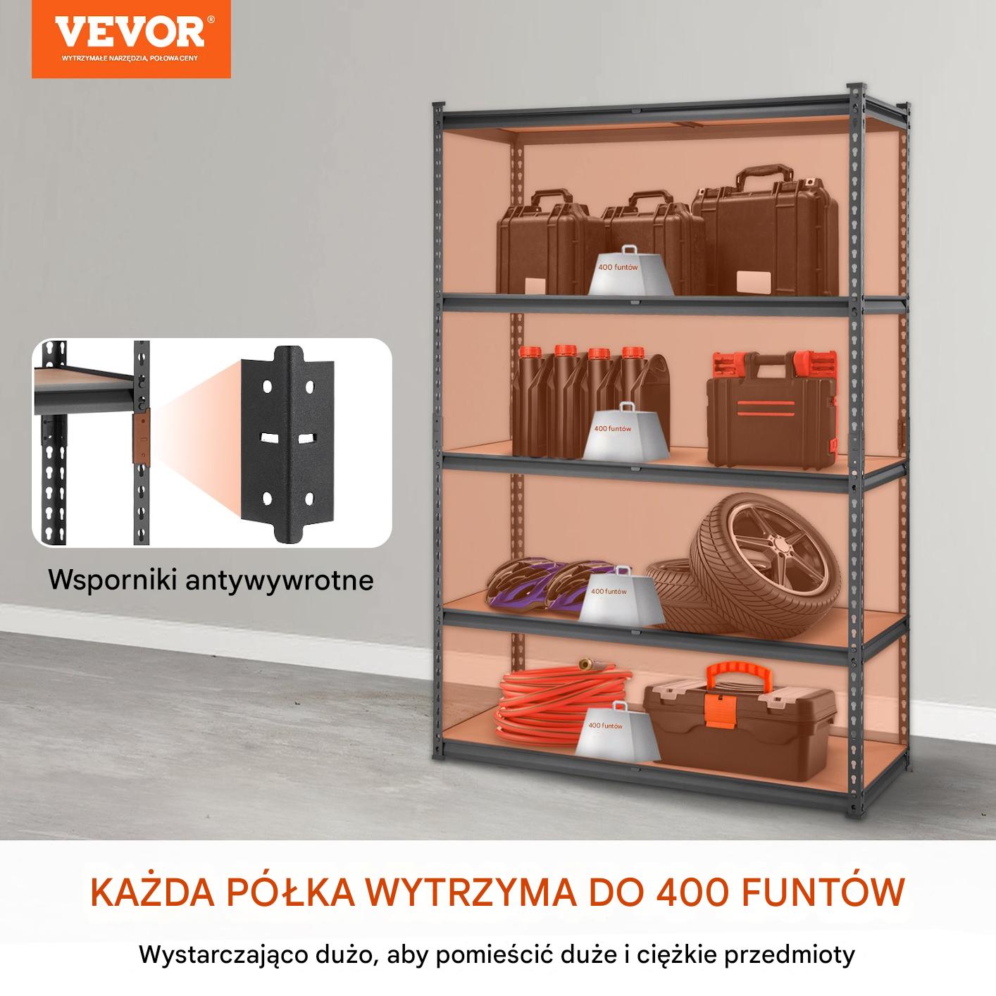 Regał Warsztatowy Magazynowy 5-Półkowy Stalowy Regulacja Półek 907 kg - obrazek 3