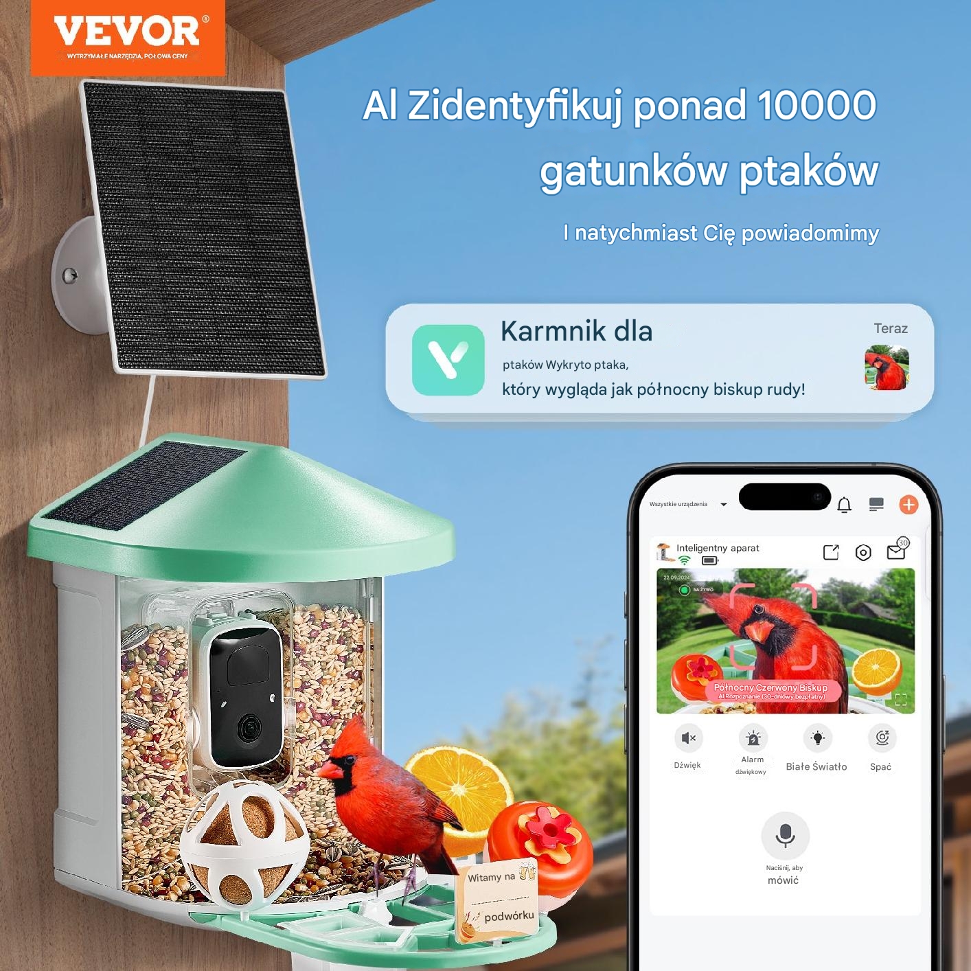 Karmnik z kamerą AI solarny rozpoznaje ptaki smart wifi dla ornitologa - obrazek 2