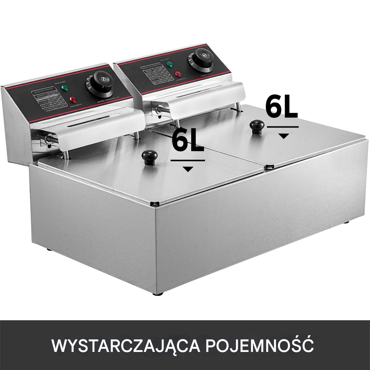 Frytkownica elektryczna nastawna 2-komorowa gastronomiczna 12 L 5000 W - obrazek 8