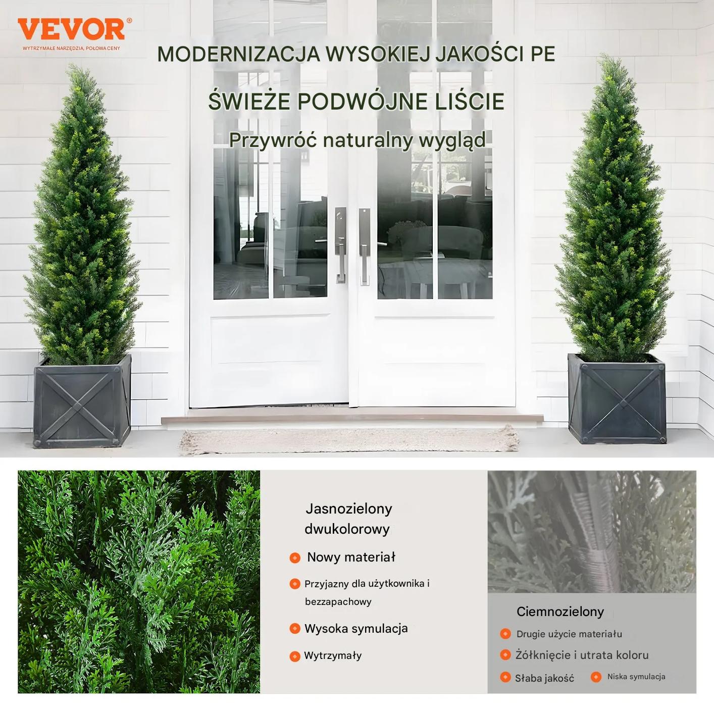 Sztuczna tuja 152cm 2szt UV na zewnątrz cedr donica dekoracja ogród balkon - obrazek 2