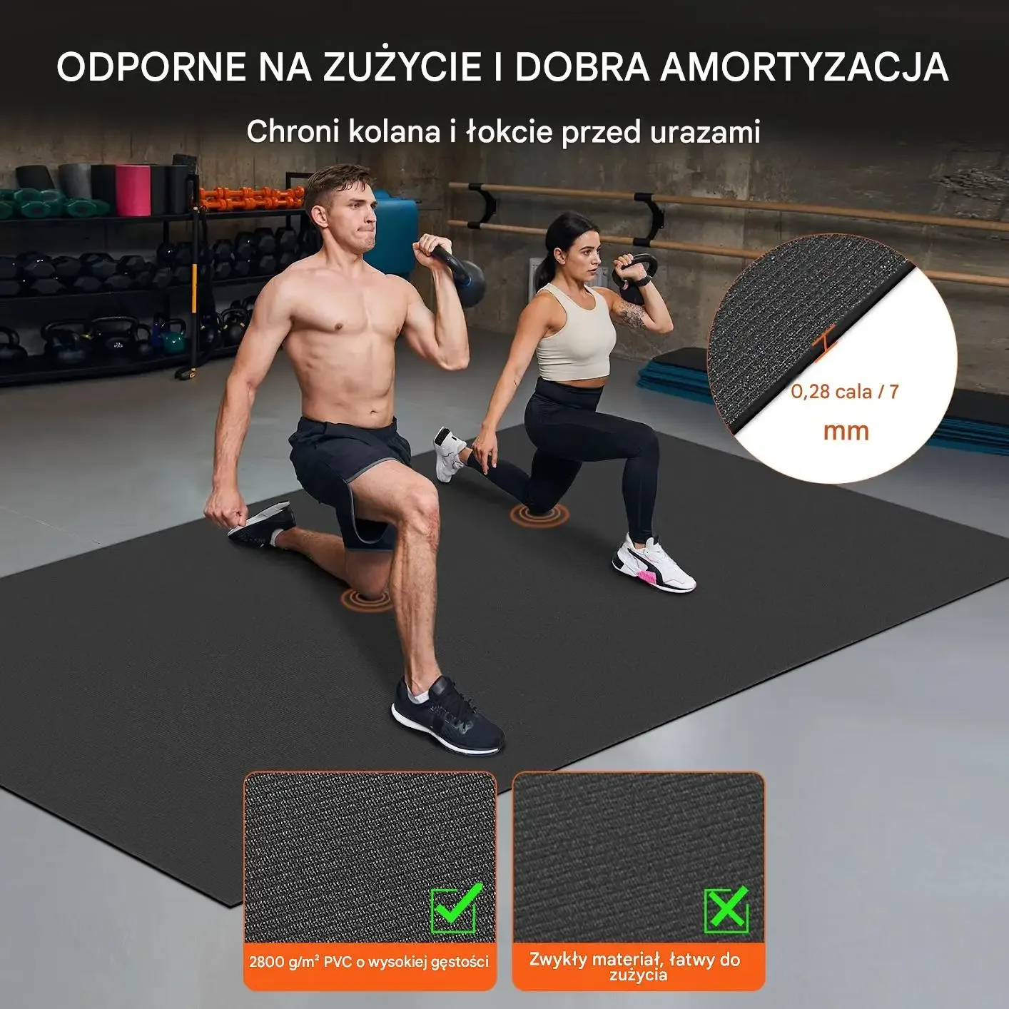 Mata do ćwiczeń fitness joga 3x1,8 m antypoślizgowa do siłowni pilates - obrazek 4