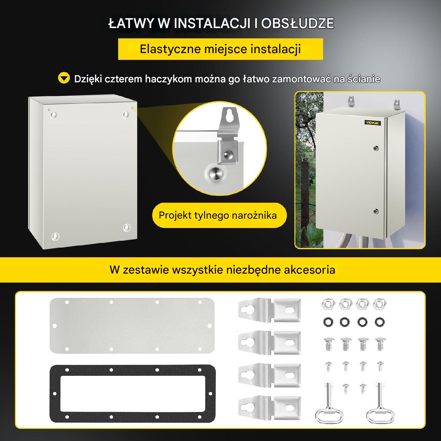 Skrzynka elektryczna rozdzielnia obudowa metalowa 60x40x25 cm IP66 - obrazek 5