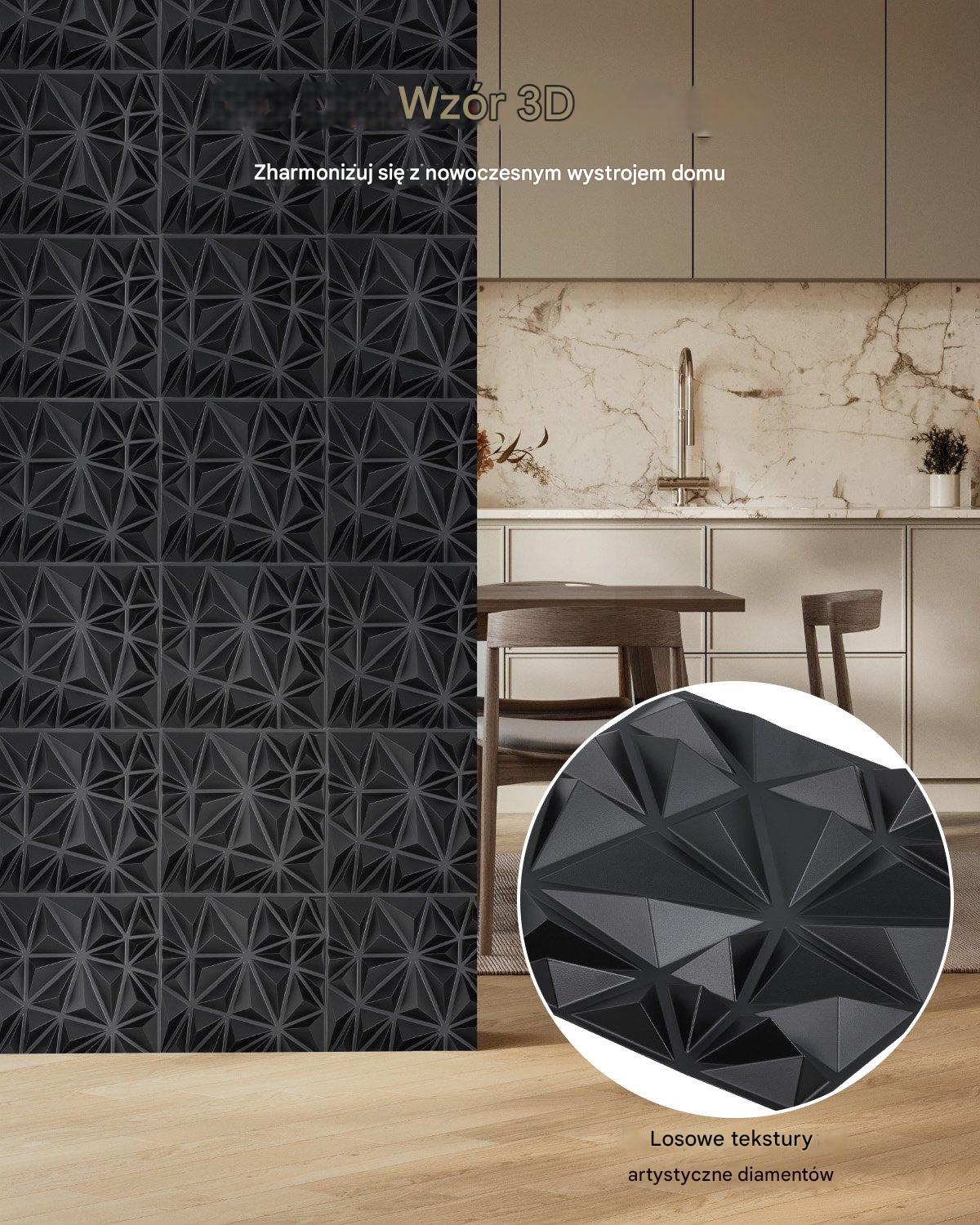 Panele Ścienne 3D - Czarne Diamenty 2.97 m² - obrazek 7