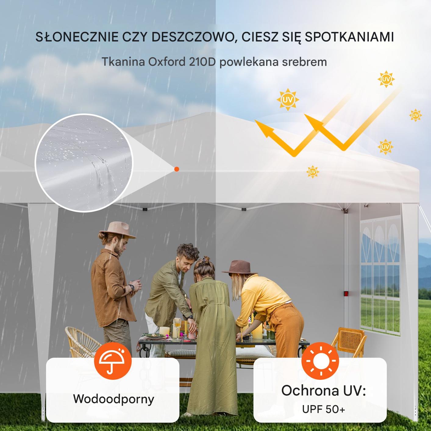 Namiot ogrodowy składany z 3 ściankami okna regulacja na eventy ogród - obrazek 4
