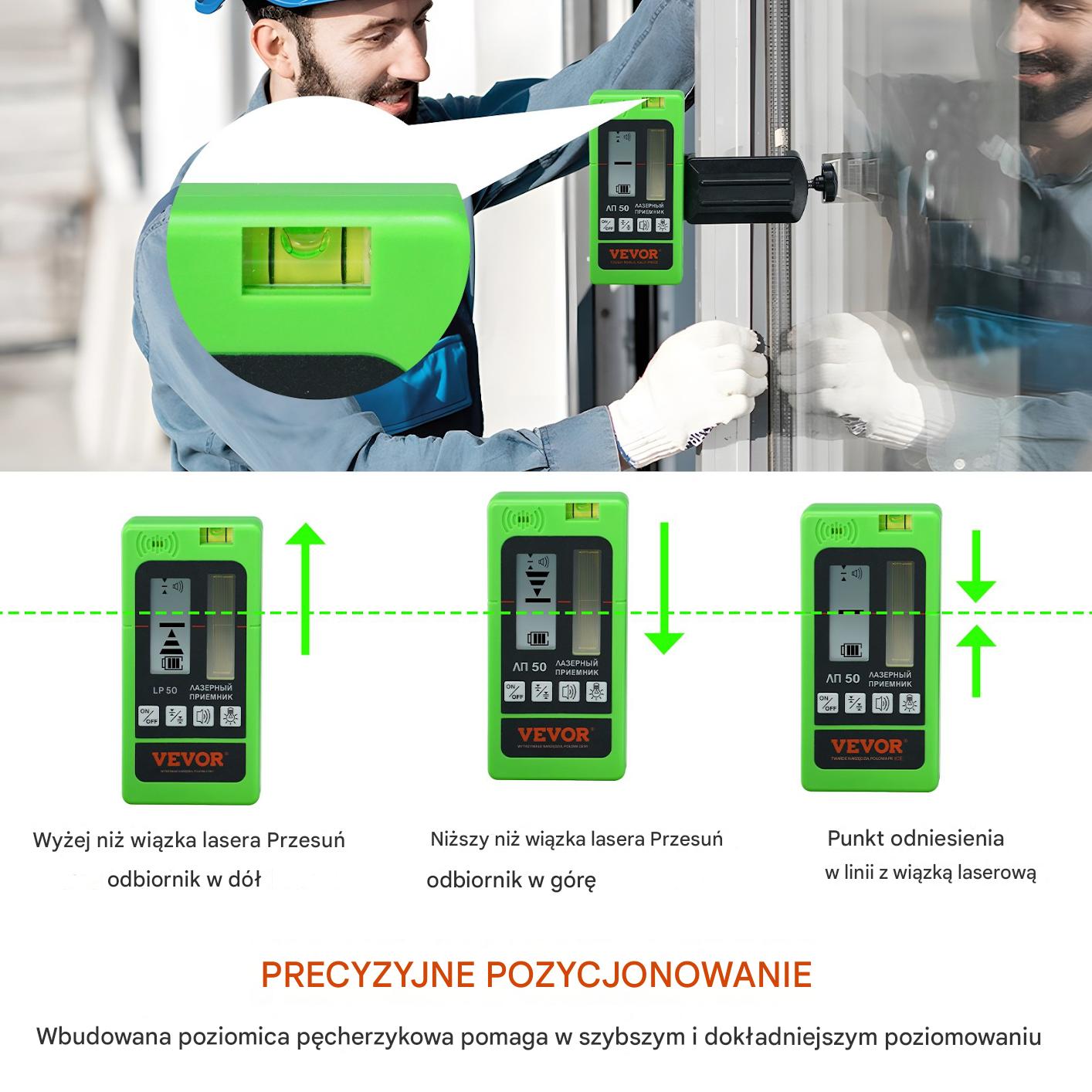 Odbiornik detektor wiązki laserowej czerwonej i zielonej 60m - obrazek 4