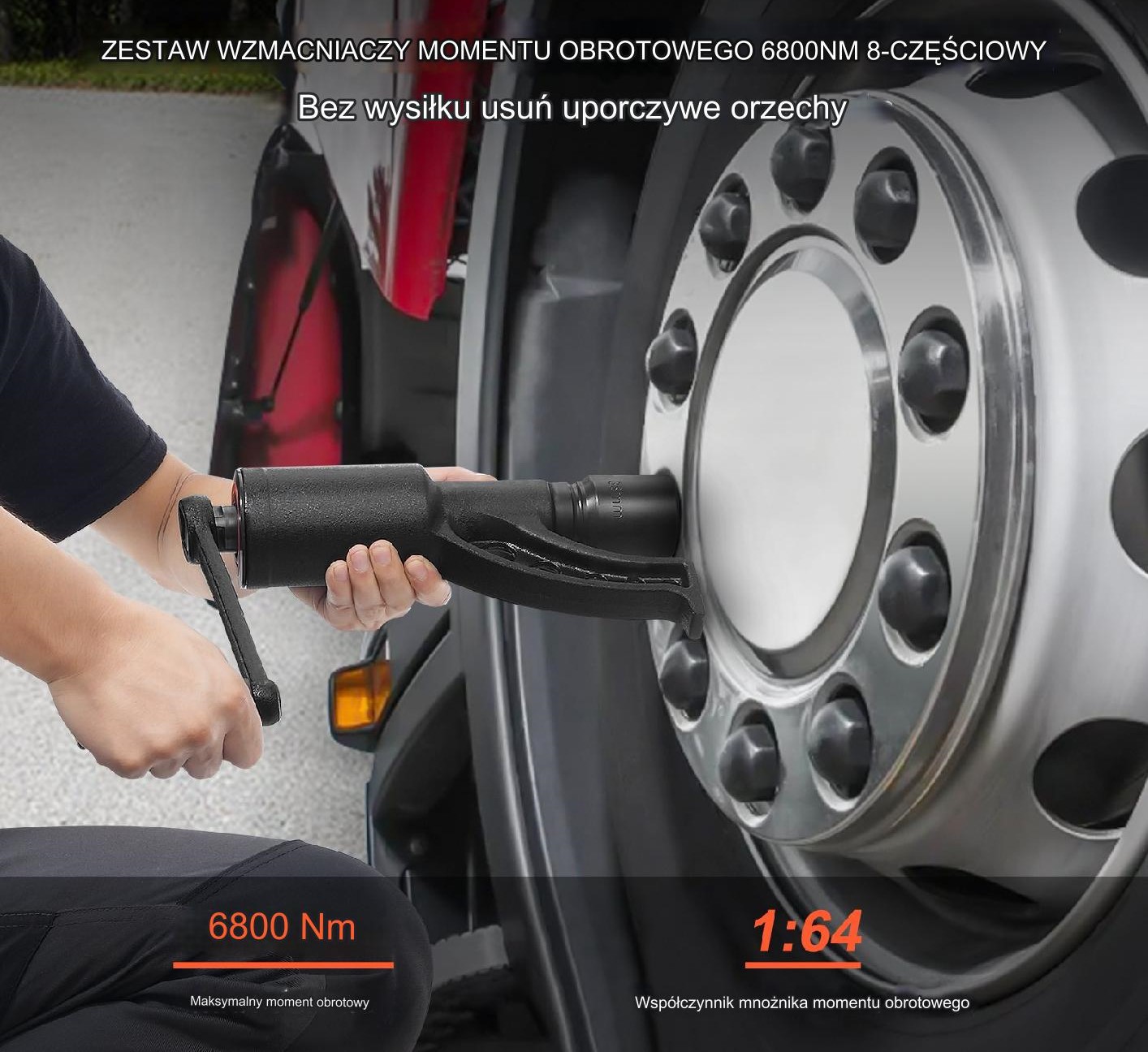 Zestaw kluczy przekładnia do odkręcania kół 6800 Nm 1" z nasadkami 21-38 mm - obrazek 7