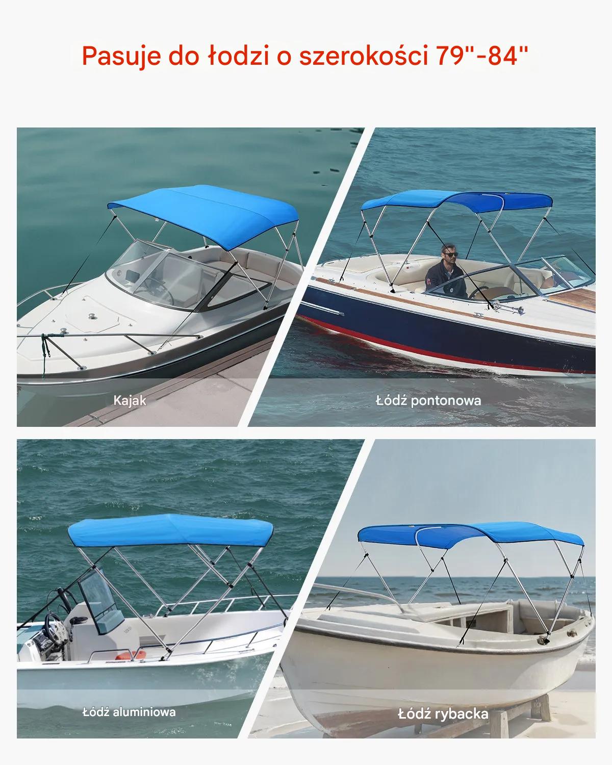Bimini top 3 łukowe daszek do łodzi 600D wodoodporny UV - pokrowiec torba - obrazek 4