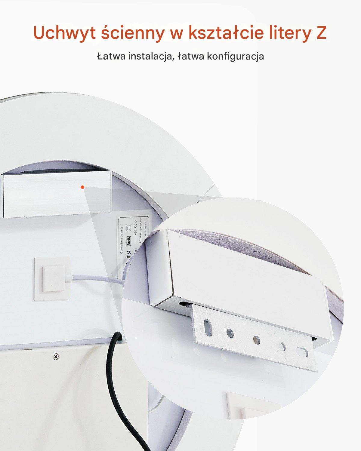 Okrągłe Lustro LED do Łazienki 60 cm z Podświetleniem i Funkcją Anti-Fog - obrazek 6