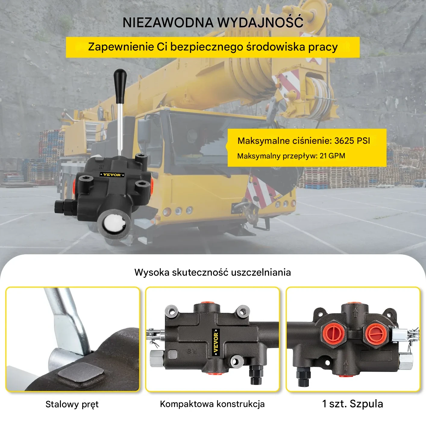 Zawór Hydrauliczny 1-tłoczkowy 21GPM 3625PSI do ciągników i ładowarek - obrazek 6
