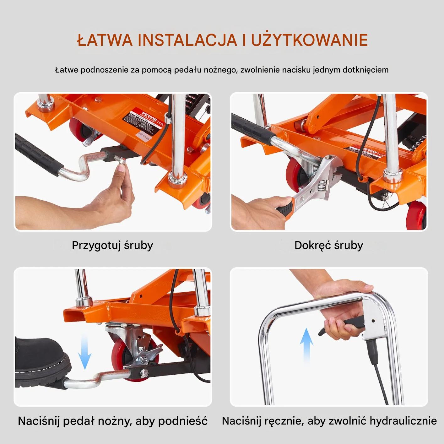 Stół podnośny hydrauliczny nożycowy 227 kg 72 cm na kółkach magazyn - obrazek 4