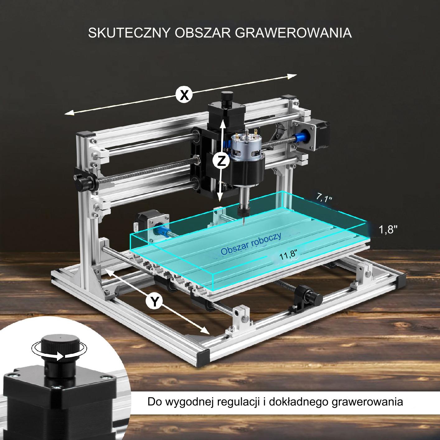 Grawerka CNC 30x18 cm, laser 500mW, frez 775, sterownik GRBL - obrazek 5