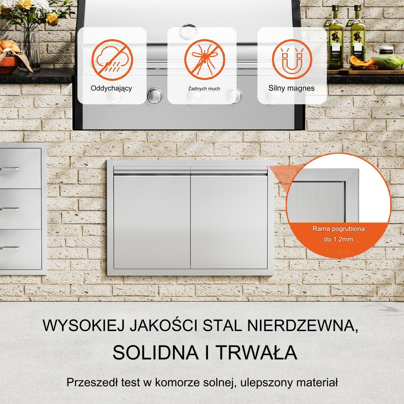 Drzwi do Grilla 762x532 Podwójne Stal Nierdzewna Uchwyty Wpuszczane Kuchnia - obrazek 6